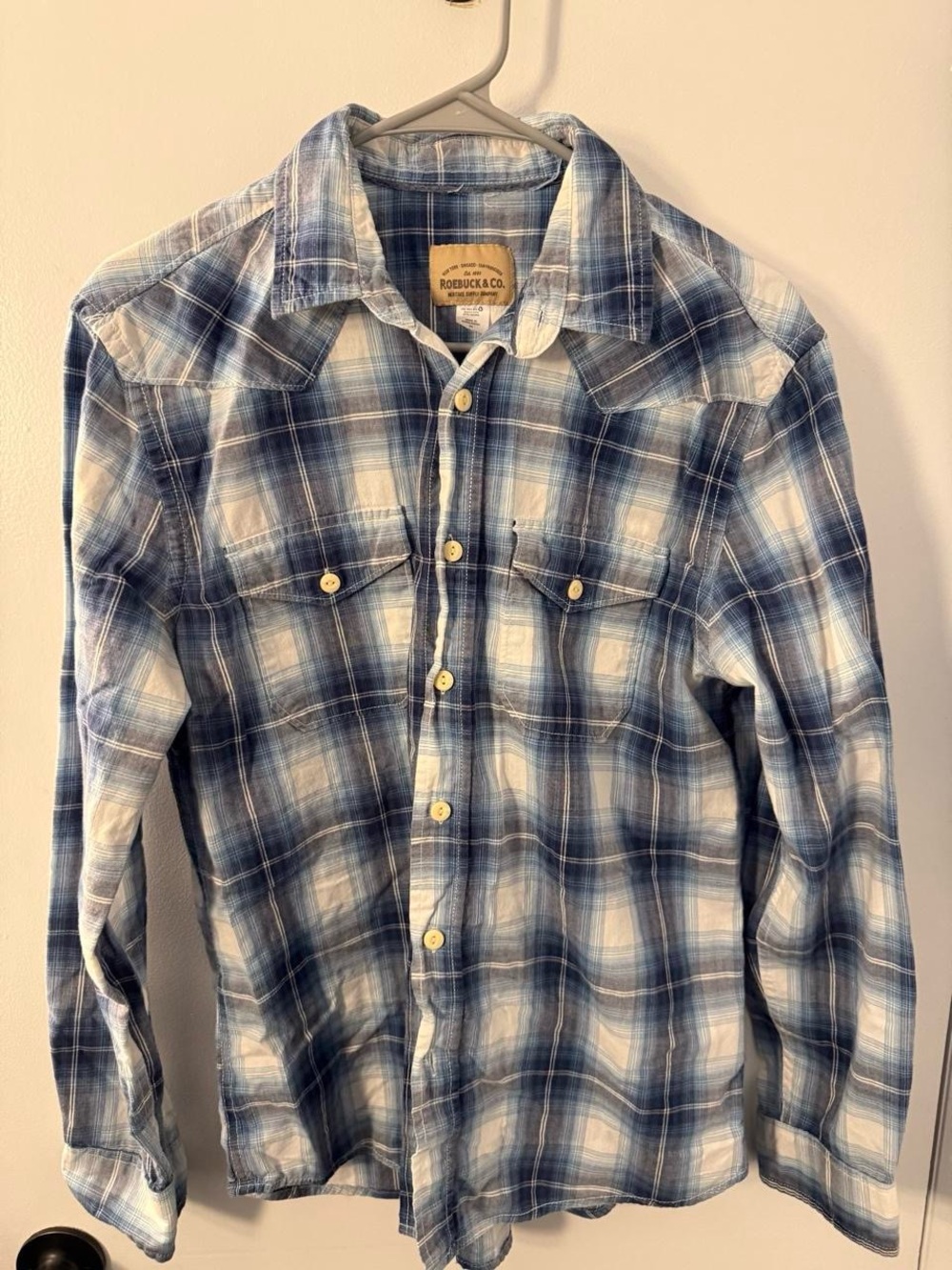 Rodebaugh & Co. Men's Blue Plaid Casual Button-Down Shirt